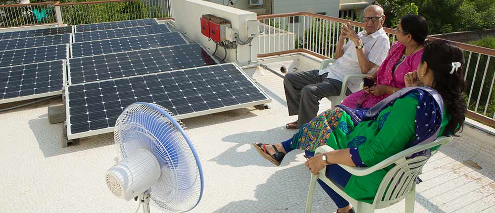 family on roof